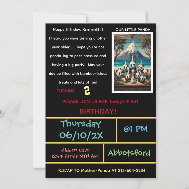 Convite Vamos começar essa festa do Panda! (Frente)