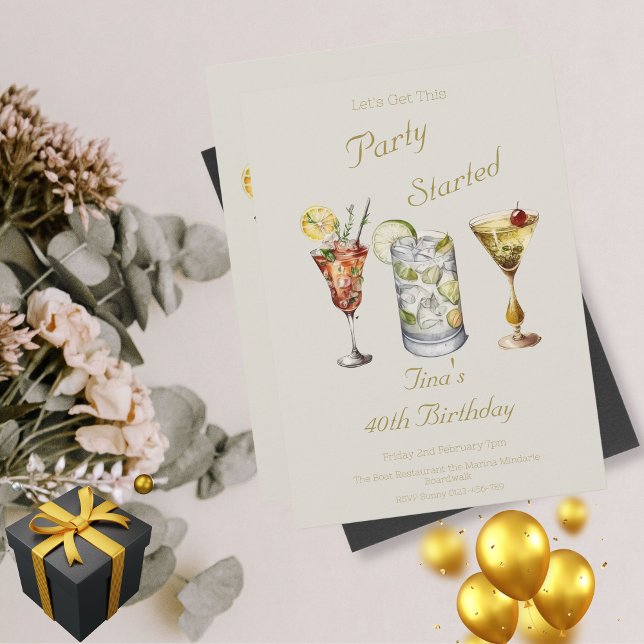 Convite Vamos Começar esta Parte aniversário de 40 anos de (Let's Get This Party Started)