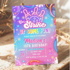 Convite Vamos Criar Diversão Boliche Garota Aniversário