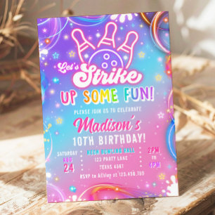 Convite Vamos Criar Diversão Boliche Garota Aniversário
