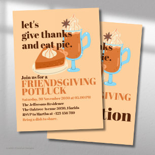 Convite Vamos Dar Graças e Comer Torta Friendsgiving