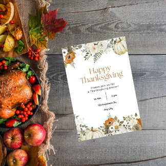 Convite Vamos de Ação de Graças Obrigados de Janta