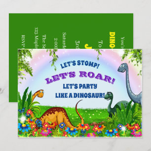 Convite Vamos De Estompo E Festa de aniversário De Dinossa