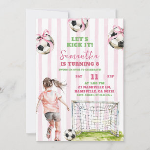 Convite Vamos De Futebol Da Garota Rosa Chuta-O Aniversári