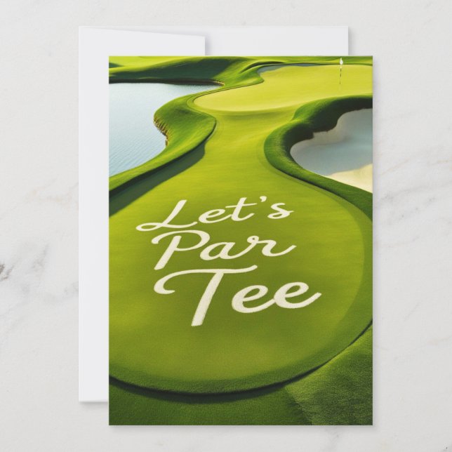 Convite Vamos de Golfe Par Tee texto sobre colocar verde (Frente)