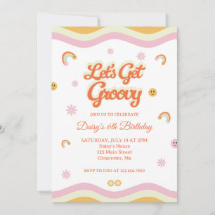 Convite Vamos de Sorrisos Retroativos Obter Groovy Anivers