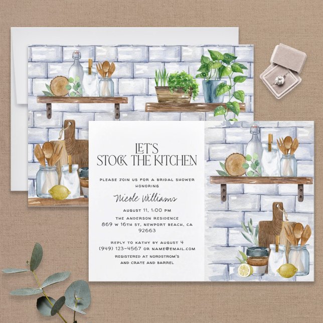 Convite Vamos do Chá de panela de Aquarela da Cozinha (Easily personalize this super popular bridal shower invitation for a very special event!)