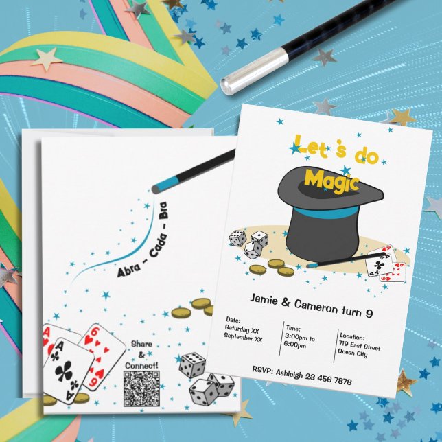 Convite Vamos do Magic Kids Joint Festa de aniversário (Let's do Magic Kids Joint Birthday Party Invitation)