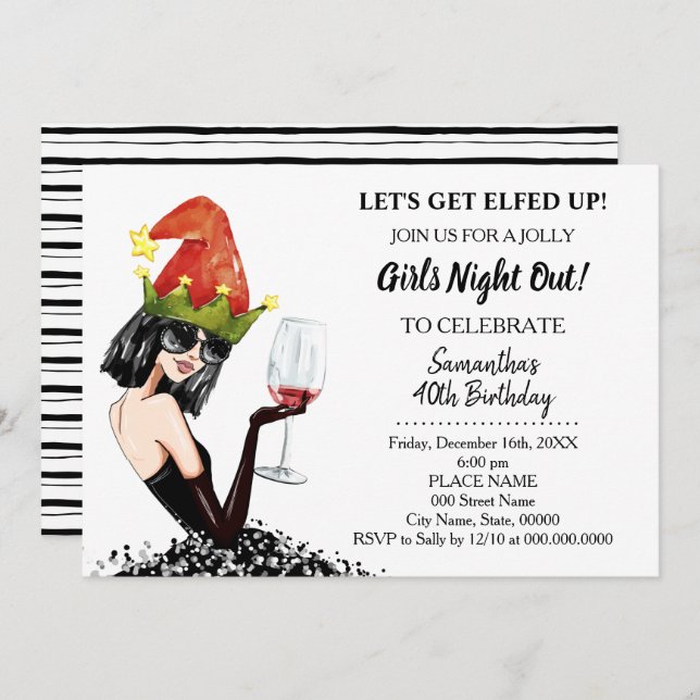 Convite Vamos Encher as Meninas do Xmas noites fora Aniver (Frente/Verso)