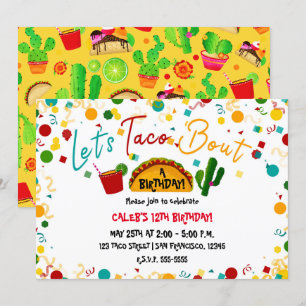 Convite Vamos Falar Sobre Uma Festa de Aniversário de Taco