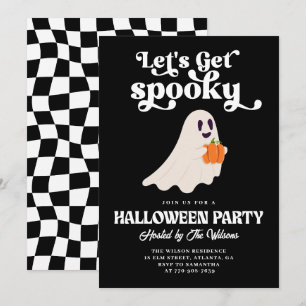 Convite Vamos Fantasma Preto Obter Halloween Estranho