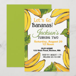 Convite Vamos Fazer Bananas em Festa de Aniversário de Qua