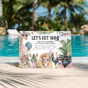 Convite Vamos Fazer um Aniversário de Animais da Selva Sel
