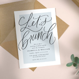 Convite Vamos fazer um brunch azul claro após o casamento