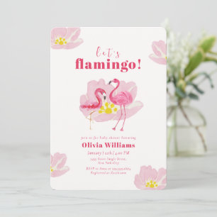 Convite Vamos Fazer um Chá de Bebê Flamingo Tropical Flori