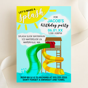 Convite Vamos Fazer um Splash Festa de Aniversário no Parq