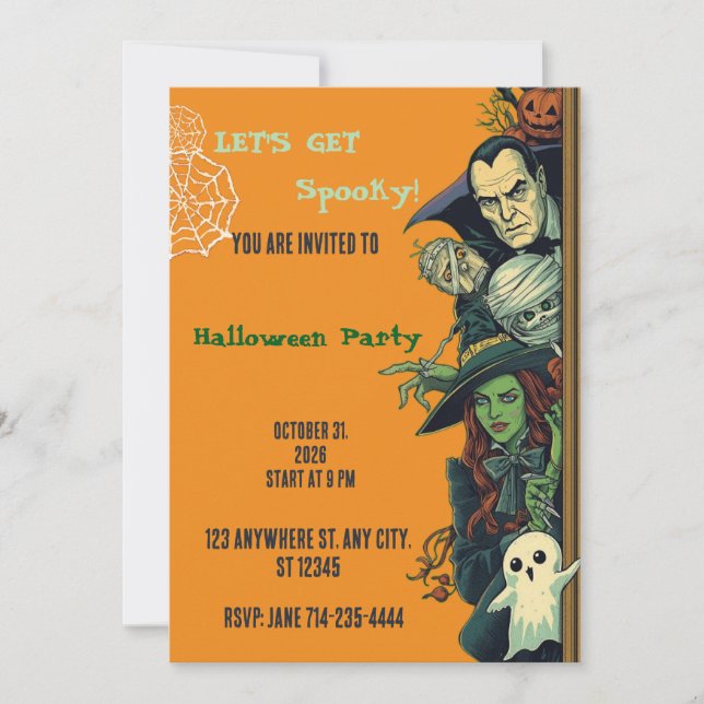Convite Vamos Fazer uma Festa Assustadora de Halloween (Frente)