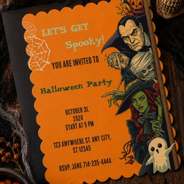 Convite Vamos Fazer uma Festa Assustadora de Halloween (Criador carregado)