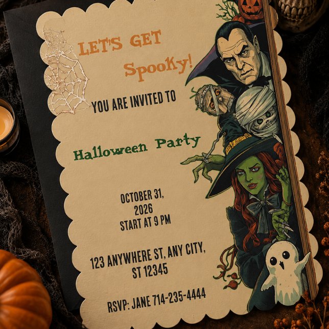 Convite Vamos Fazer uma Festa Assustadora de Halloween (Criador carregado)