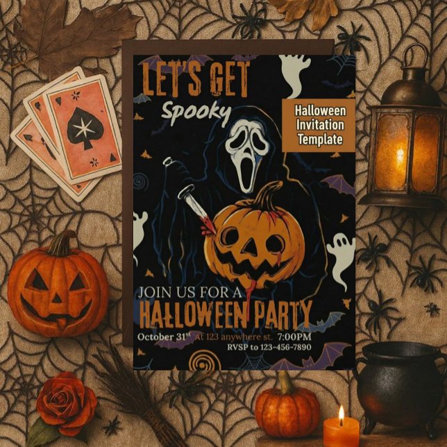 Convite Vamos Fazer uma Festa de Halloween Assustadora (Criador carregado)