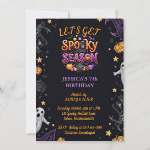 Convite Vamos Fazer uma Festa de Halloween Assustadora Con