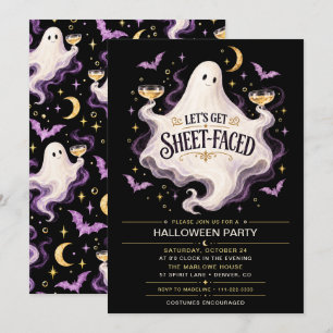 Convite Vamos Fazer uma Festa de Halloween com Rostos de L