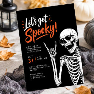 Convite Vamos Fazer uma Festa de Halloween de Esqueleto Mo