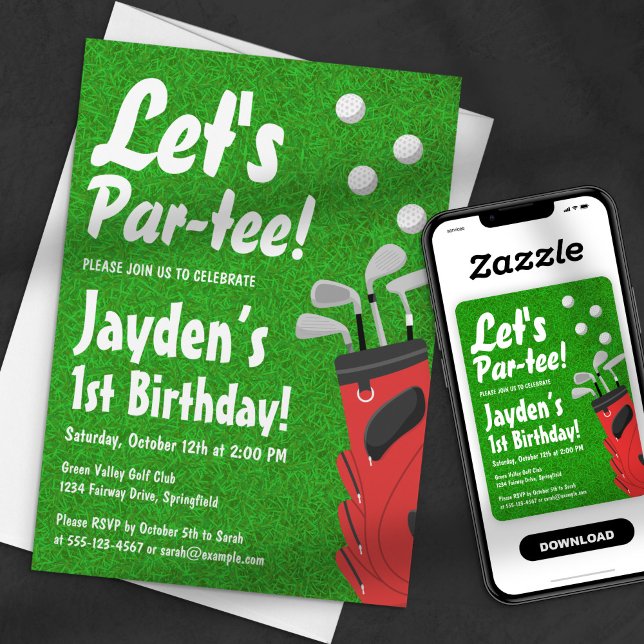 Convite Vamos Fazer uma Par-tee Aniversário de 1 Ano com T (Criador carregado)