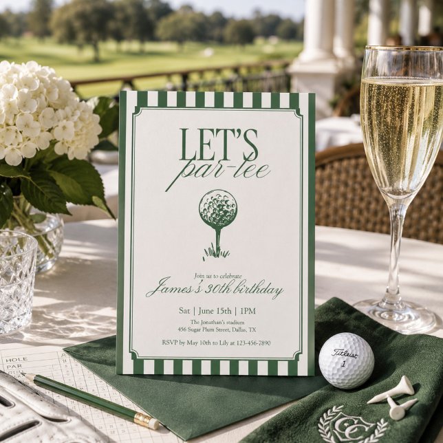 Convite Vamos Festa de Aniversário de Golfe Par Tee Faixa  (Criador carregado)