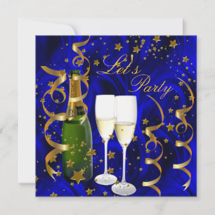 Convite Vamos Festejar Champagne Estrelas Douradas Streame