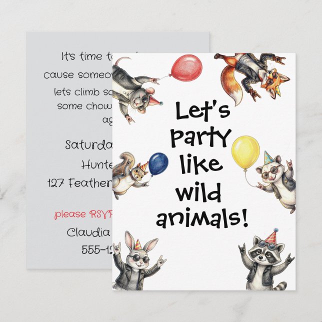 Convite Vamos Festejar Como Animais Download Digital  (Frente/Verso)