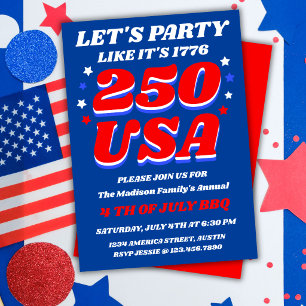 Convite Vamos Festejar Como Se Fosse 1776 EUA 250 Patrióti