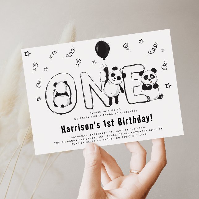 Convite Vamos 'Festejar como um Panda' 1º Aniversário (Criador carregado)