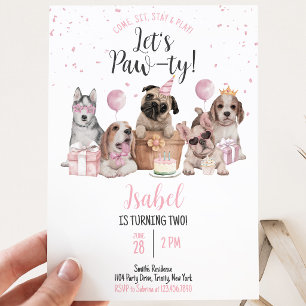Convite Vamos Festejar Garota Aniversário de Cachorro