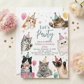 Convite Vamos Festejar Kit de Aniversário de Gatinho Convi