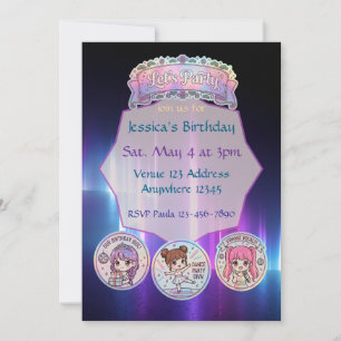 Convite Vamos Festejar Neon KPOP Estético Aniversário