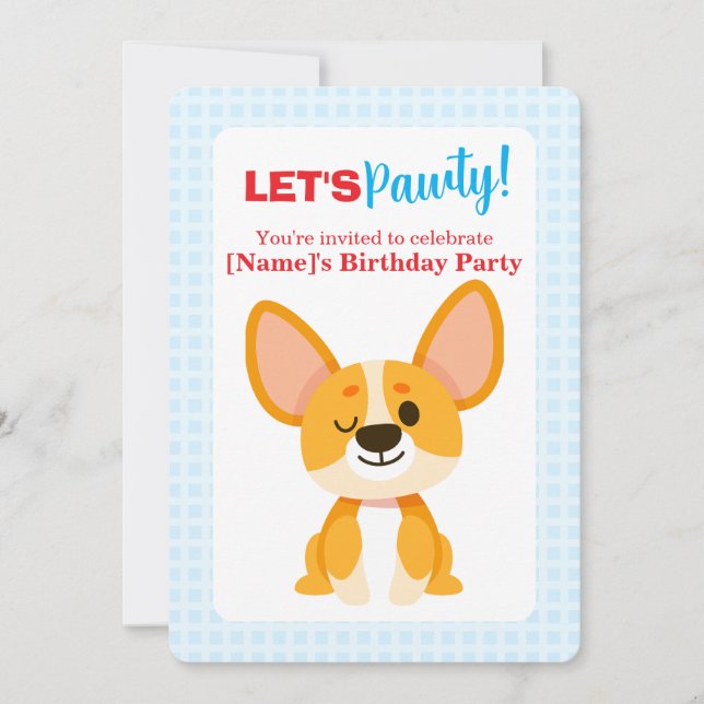 Convite Vamos Festejar o Aniversário do Corgi (Frente)