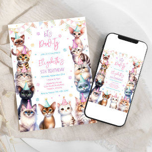 Convite Vamos Festejar o Aniversário do Gatinho