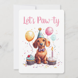 Convite Vamos Festejar o Aniversário dos Dachshund