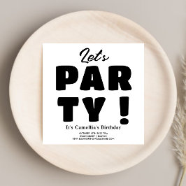 Convite Vamos festejar ! Preta e Branca Listrada Fonte em 