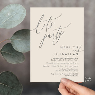 Convite Vamos Festejar, Recepção de Casamento Romântico Mo