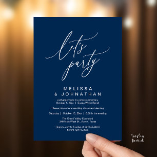 Convite Vamos Festejar, Recepção de Casamento Romântico Mo