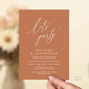 Convite Vamos Festejar, Recepção de Casamento Romântico Mo