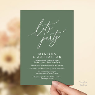 Convite Vamos Festejar, Recepção de Casamento Romântico Mo