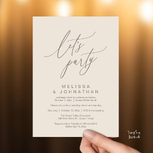 Convite Vamos Festejar, Recepção de Casamento Romântico Mo