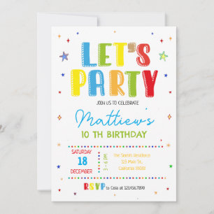 Convite Vamos festejar um aniversário colorido