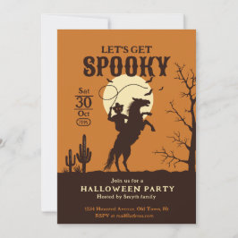 Convite Vamos fica vaqueiro assustador de abóbora