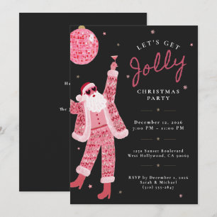Convite Vamos Ficar Alegre Festa de Natal Quirky Preto Ros