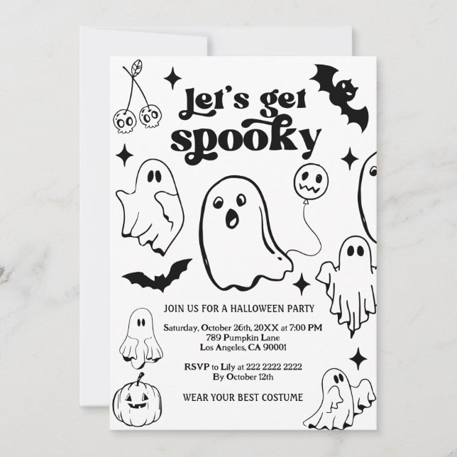 Convite Vamos Ficar Assustadores, Festa de Halloween (Frente)