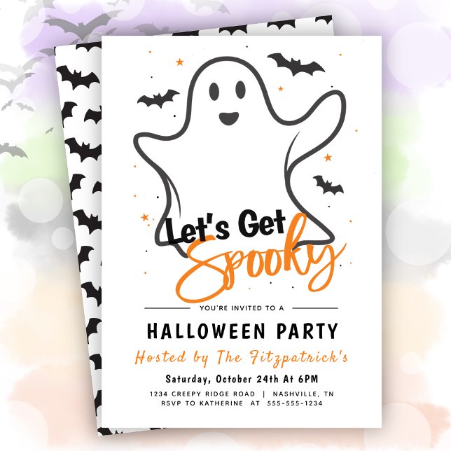Convite Vamos Ficar Assustadores Festa de Halloween  (Let's Get Spooky Halloween Party Invitation)